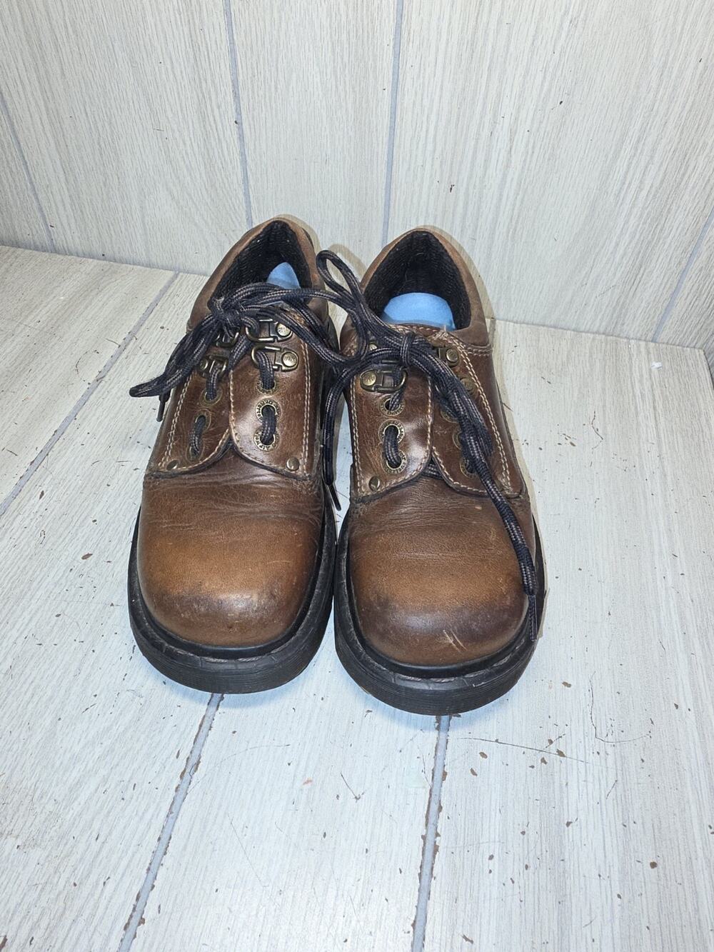 Dr Martens Docs Vtg 90s Brown Grizzly Leather Boot Chunky Lug Sole 3 Y2K England